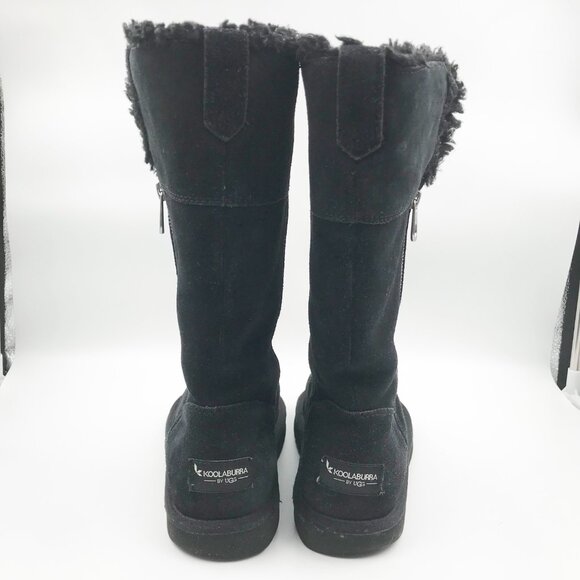 KOOLABURRA UGG Aribel Tall Black Suede Fur Lined Boots Winter Y2K Womens 8 - Picture 5 of 12